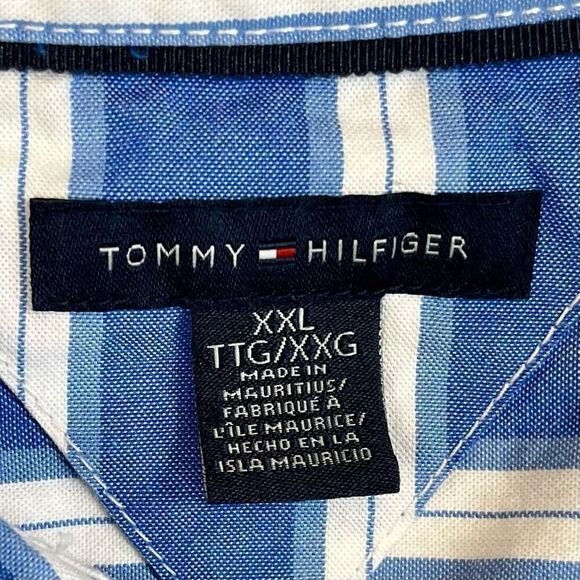 Tommy Hilfiger Blue Vertical Stripe Button Down Blouse XXL - Picture 6 of 8